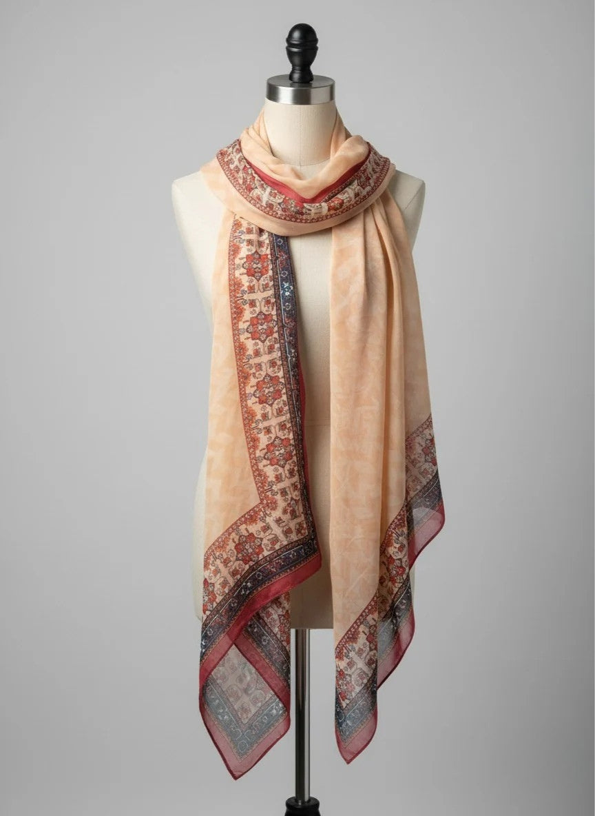 CHIFFON MOSAIC BORDER SCARF