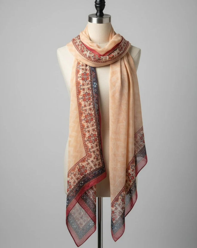CHIFFON MOSAIC BORDER SCARF
